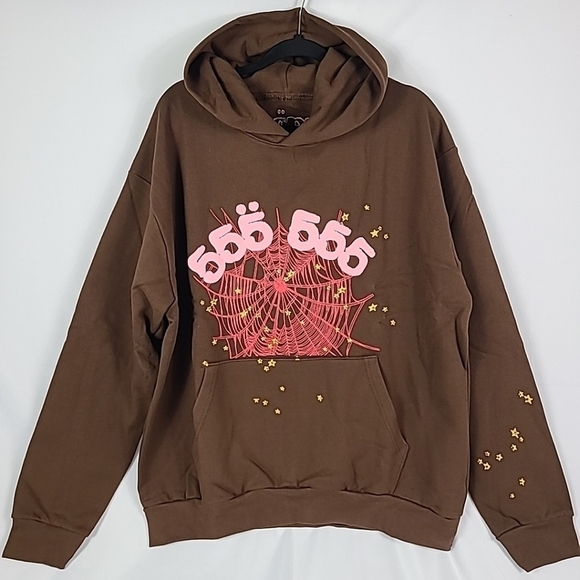 NEW Sp5der Worldwide Coffee Angel Number 555 Web Hoodie Size S - Picture 1 of 4